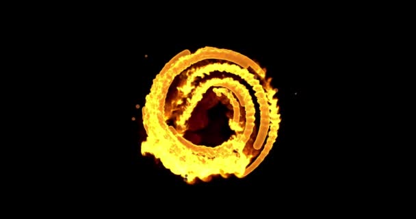 Baile Fuego Espiral Ardiente Video Animación Brillante Dorado Una Hipnótica — Vídeo de stock
