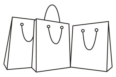  Alışveriş ikonu. Çanta ticaretin modern bir sembolüdür. Doğrusal çizim. Silueti birleştirin. Tasarım, baskı, reklam