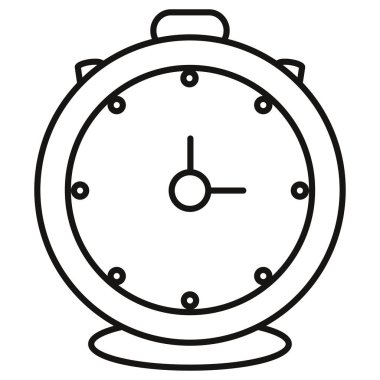 Saat. Çalar saat. Dijital hareket. Taslak çizim. Siluet, imza, amblem. Beyaz arka plan. Yakın plan..