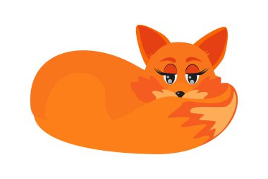 Bir tilki. Hayvan herif. Çizgi film karakteri. Vektör. Web tasarımında çıkartmalar, mıknatıslar, kolajlar oluşturmak için kullanılabilir.