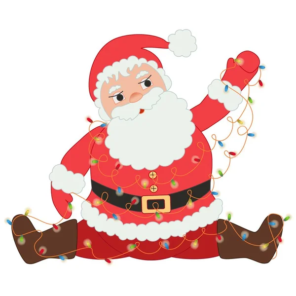 Noel Baba evi ve Noel ağacını süslemek için çelenklerin düğümlerini çözerek yeni yıla ve Noel 'e hazırlanır. Yeni yıl için neşeli bir konsept. Tasarım için kolaj 