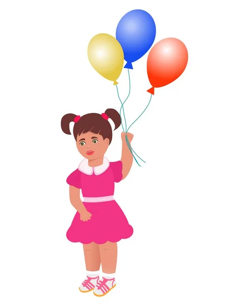 Child Balloons Girl Red Dress Collage Vector — Vettoriale Stock