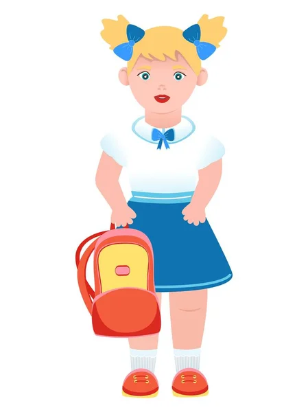 Schoolgirl Backpack Vector Cartoon Style Collage Web Design — Stock Vector