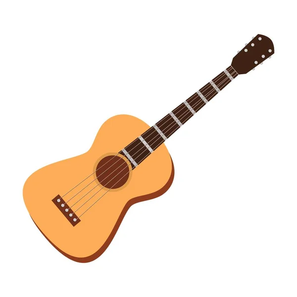 Guitare Instrument Musique Cordes Classique Dessin Vectoriel Gros Plan Plaine — Image vectorielle
