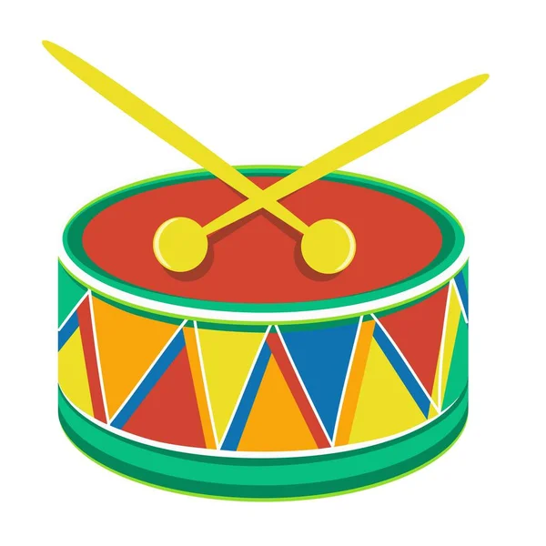 Tamburo Strumento Musicale Percussione Disegno Dei Cartoni Animati Vettore Primo — Vettoriale Stock