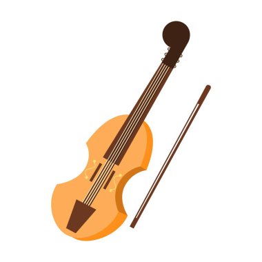 Keman. Müzik aleti. Çizgi film çizimi. Yakın plan. Vektör.