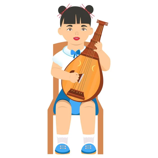 Бива Японская Девушка Играет Японском Инструменте Школьница Музыкальной Школы Вектор — стоковый вектор