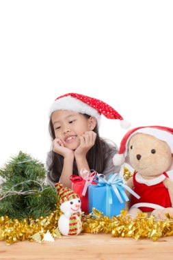 Noel mutlu Asyalı çocuk