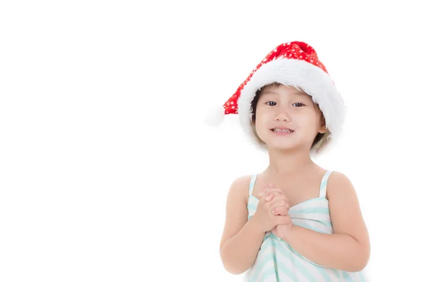 Asian girl in Santa hat — Stock Photo, Image