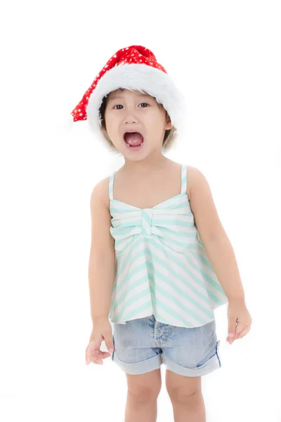 Asiatische Mädchen in Weihnachtsmann Hut — Stockfoto