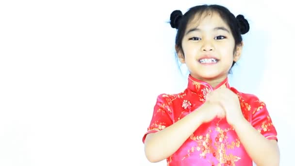 Asian Chinese child greeting — Stock Video