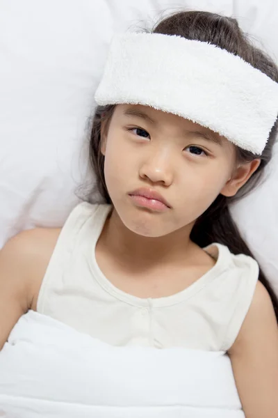 Little Asian child has fever — Stock Photo, Image