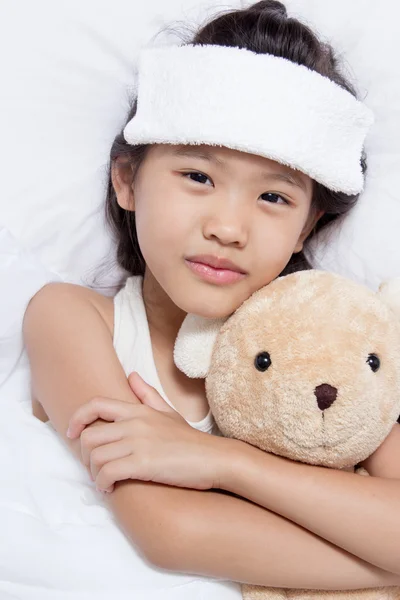 Little Asian child has fever — Stock Photo, Image