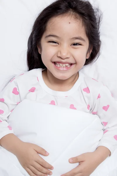 Lovely Asian girl laying on bed — Stock Photo, Image