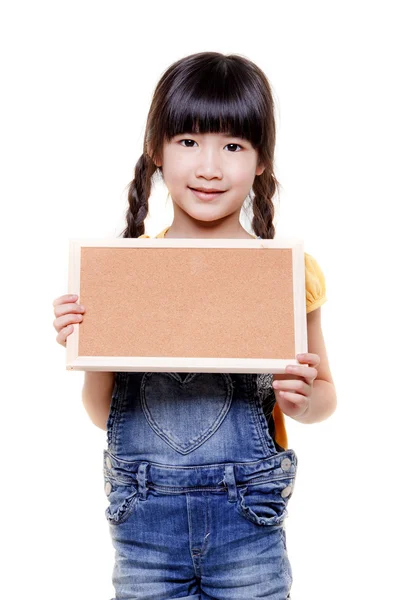 Asian girl with empty board — Stock Photo, Image