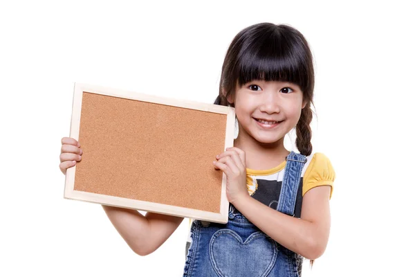 Little Asian child with empty board — Stock Photo, Image