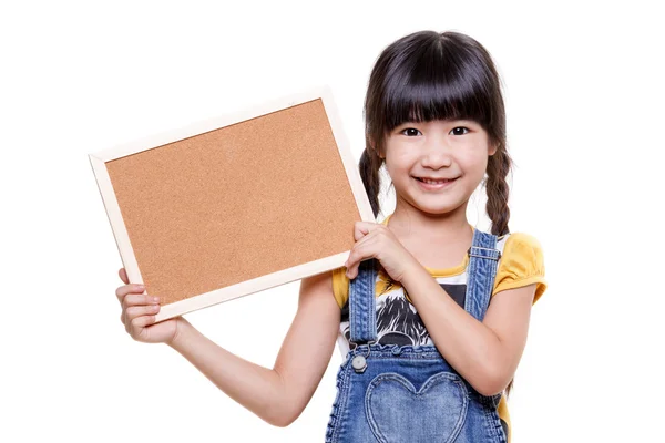 Asian girl with empty board — Stock Photo, Image