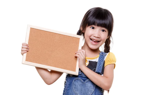 Asian girl with empty board — Stock Photo, Image