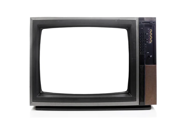Vintage TV med skugga på vit — Stockfoto