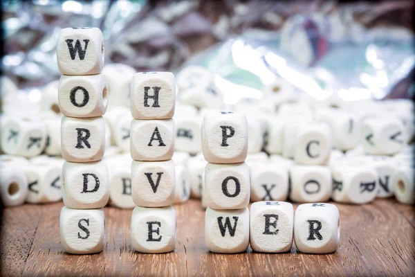 Stack of Words tem quebra-cabeça de dados de poder — Fotografia de Stock