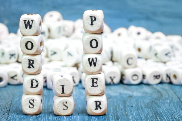 Stack of Words é quebra-cabeça de dados de poder — Fotografia de Stock