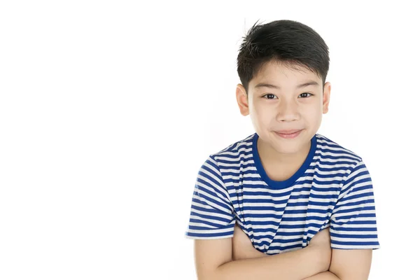 Ritratto di asiatico felice ragazzo sorriso faccia e guardando fotocamera su — Foto Stock