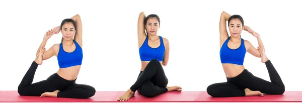 Femme de yoga - jolie femme asiatique en tenue active faisant du yoga — Photo