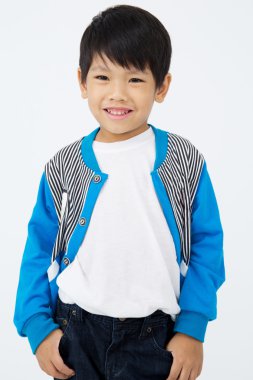 Gülümsemek yüz Asya sevimli çocukla mutlu 