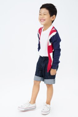 Gülümsemek yüz Asya sevimli çocukla mutlu 