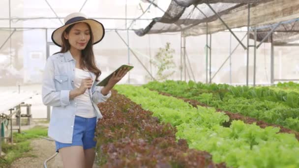 Ferme Intelligente Concept Technologie Agricole Mart Jeune Agriculteur Asiatique Utilisant — Video