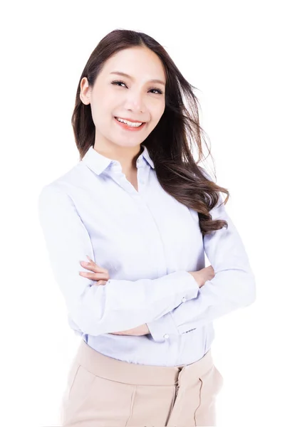 Porträt Einer Asiatischen Geschäftsfrau Isoliert Auf Weißem Hintergrund — Stockfoto