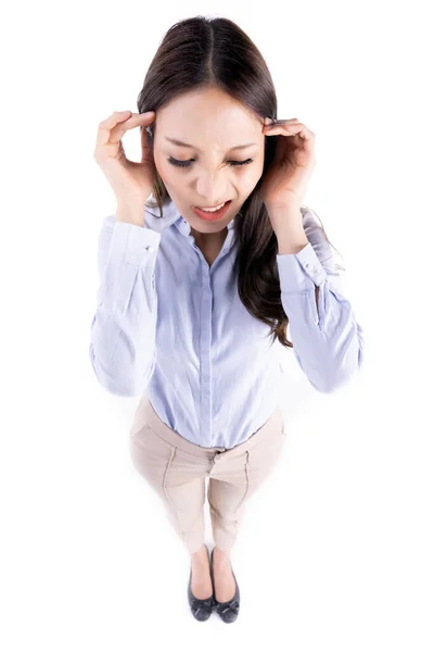 Coronavirus Fever Young Business Asian Woman Suffering Headache Desperate Stressed — Stock Photo, Image