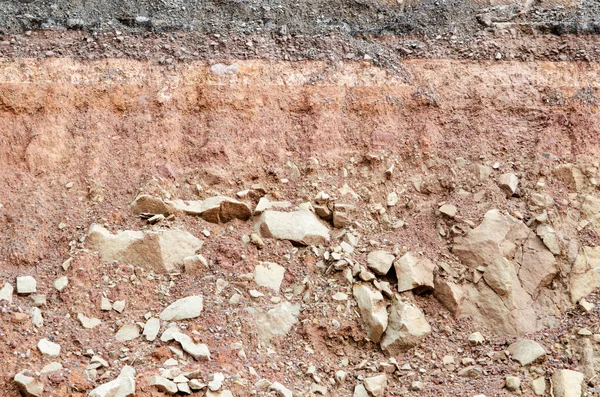 Road collapses.Layer of soil beneath section — Stock Photo, Image
