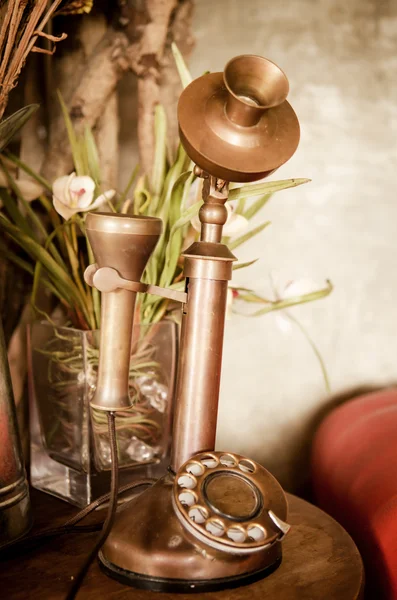 Retro telephone on table — Stock Photo, Image