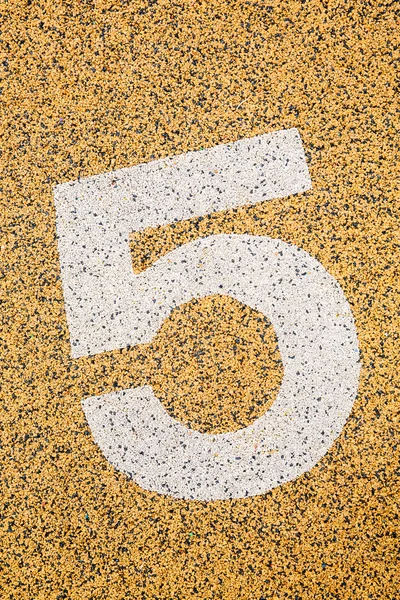 Number Five sign on sand fome — Stock Photo, Image
