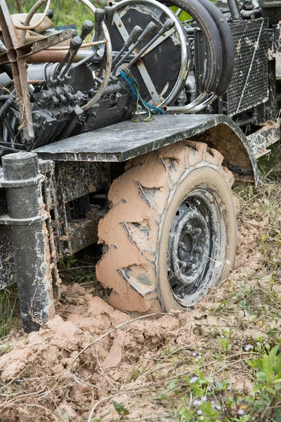 Car's wheels in mud in the forest — Stock Photo, Image