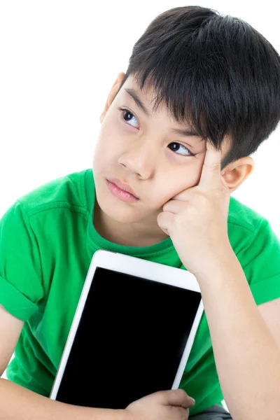 Gelukkig Aziatische kind met tablet pc — Stockfoto