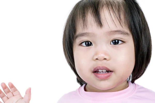 Asiática niña en blanco fondo — Foto de Stock