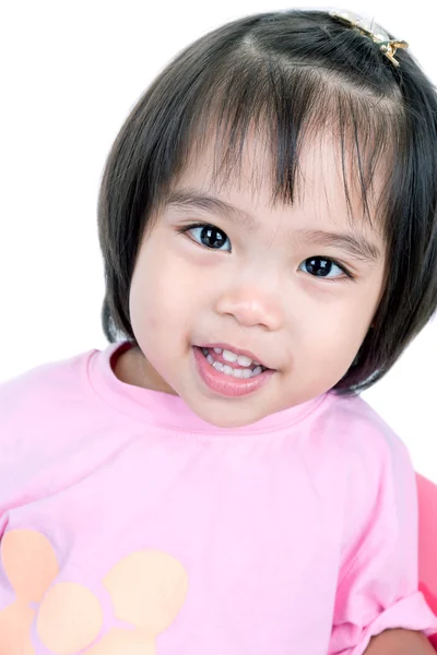Asiatiska liten flicka på vit bakgrund — Stockfoto