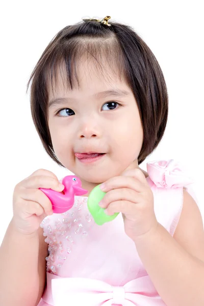 Asiatische kleine Mädchen auf weißem Hintergrund — Stockfoto