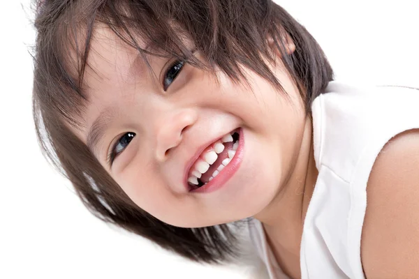 Asiática niña en blanco fondo — Foto de Stock