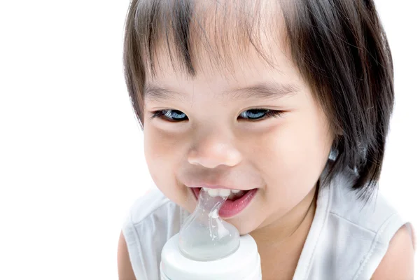 Asian little girl on white background — Stock Photo, Image