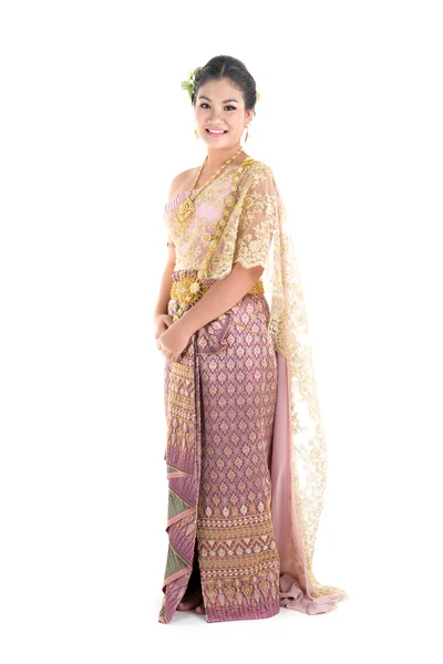 Asian teen age female with traditional Thai suit in Studio — Stock Photo, Image