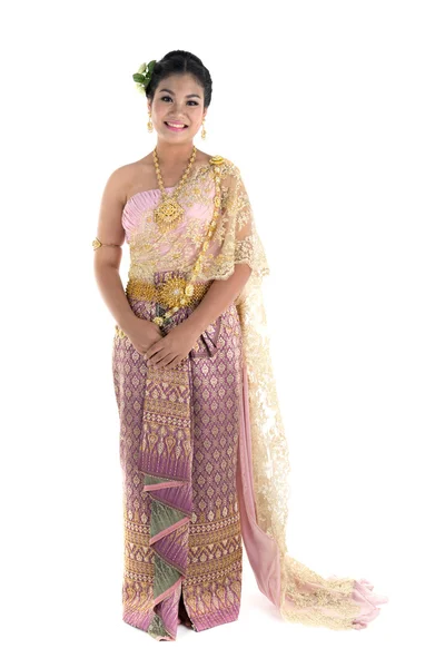 Asian teen age female with traditional Thai suit in Studio — Stock Photo, Image