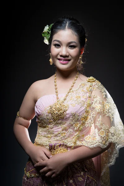 Asian teen age female with traditional Thai suit in Studio — Stock Photo, Image