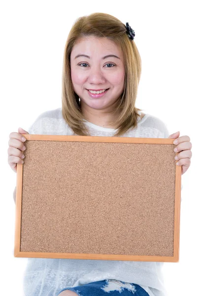 Schön asiatische Frauen asiatische halten Holzbrett — Stockfoto