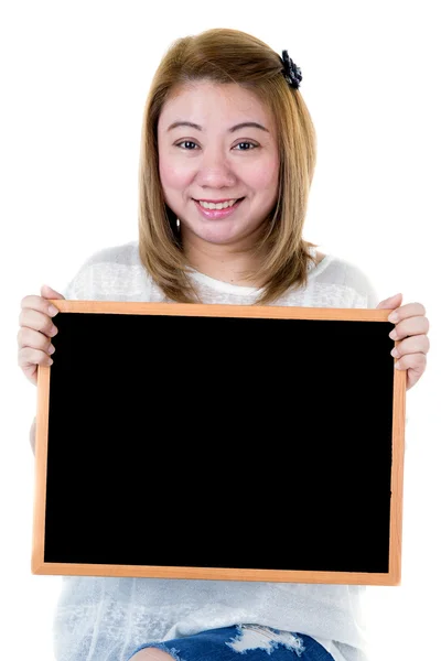 Schön asiatische Frauen asiatische halten Holzbrett — Stockfoto