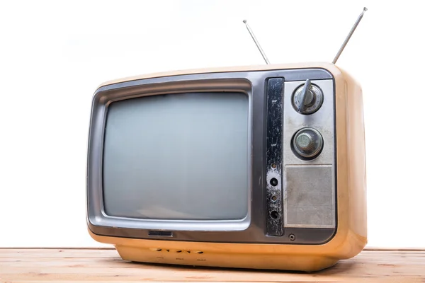 Vintage-TV på trebord – stockfoto