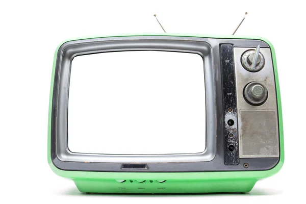 Green Vintage Tv op witte achtergrond — Stockfoto