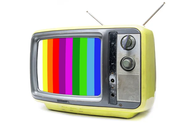 Żółte Vintage Tv na tle — Zdjęcie stockowe
